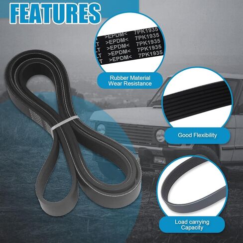 7PK1935 Engine Serpentine Drive Belt fit for Toyota Camry 2002-2006, RAV4 2001-2005, Highlander 2001-2007 Solara 2002-2008, Scion tC 2005-2006 xB 2008-2011 Replace L4 2.0L 2.4L EPDM Belt in Kuwait