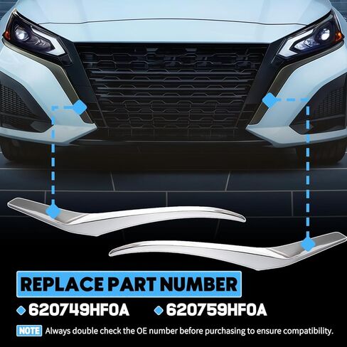 2 قطعة زخرفة الشبكة الأمامية من الكروم الجانب الأيسر والأيمن مناسبة لنيسان ألتيما 2023 2024 2025 للسائق والركاب المصد الجانبي للشواية يحل محل 620759HF0A 620749HF0A in Kuwait