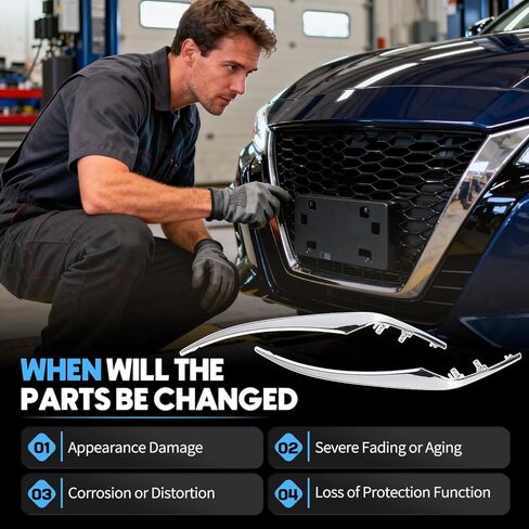 2 قطعة زخرفة الشبكة الأمامية من الكروم الجانب الأيسر والأيمن مناسبة لنيسان ألتيما 2023 2024 2025 للسائق والركاب المصد الجانبي للشواية يحل محل 620759HF0A 620749HF0A in Kuwait