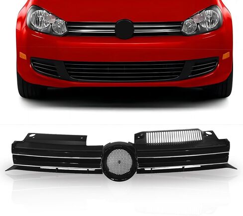شبكة رياضية سوداء من PartsFlow مع حواف من الكروم لـ 2010 2011 2012 2013 2014 VW Mk6 Golf GTI Jetta Sportwagen in Saudi Arabia