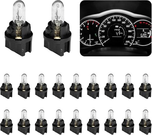 20PCS Instrument Cluster Bulbs T5 17 57 86 Halogen Dash Light Bulb, 79 207 286 306 2721 Dashboard Gauge Cluster Panel Light Kit, Bright Car Wedge Indicator Lamp Replacement with Flat Top in Kuwait