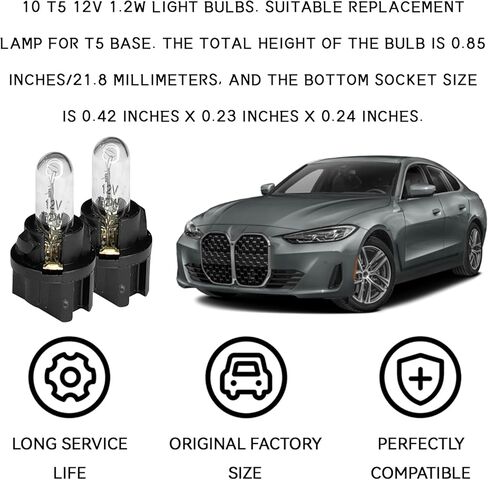 20PCS Instrument Cluster Bulbs T5 17 57 86 Halogen Dash Light Bulb, 79 207 286 306 2721 Dashboard Gauge Cluster Panel Light Kit, Bright Car Wedge Indicator Lamp Replacement with Flat Top in Kuwait