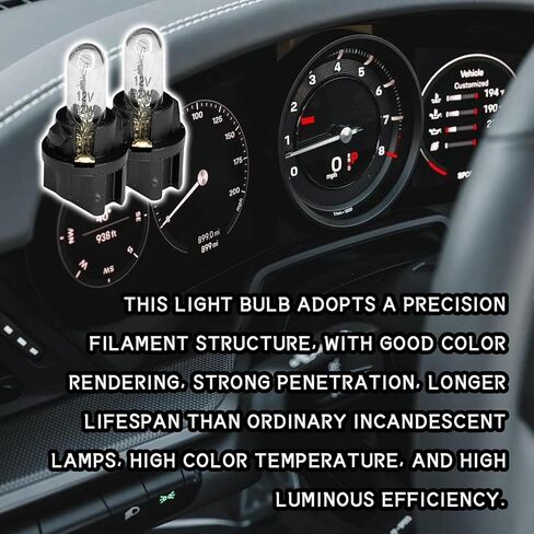 20PCS Instrument Cluster Bulbs T5 17 57 86 Halogen Dash Light Bulb, 79 207 286 306 2721 Dashboard Gauge Cluster Panel Light Kit, Bright Car Wedge Indicator Lamp Replacement with Flat Top in Kuwait