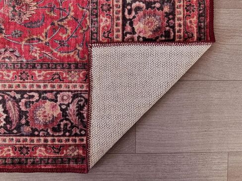 مجموعة سجاد GLN التقليدية - سجادة منطقة قابلة للغسل في الغسالة، تقليدية قابلة للغسل، غير قابلة للانزلاق، سجادة شانيل منخفضة الوبر، غرفة المعيشة، غرفة النوم، سجادة المطبخ (2 × 3 بوصة أحمر داكن) in Kuwait