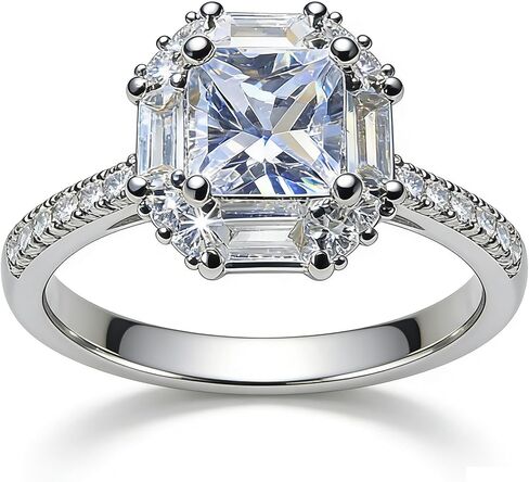 NZLJBSP S925 خاتم ألماس مقلد من الفضة الإسترليني 18 قيراط بلاتينيوم مويسانيتي بأربعة مخالب الأميرة سوليتير خاتم أنيق فائق فلاش ألماس 4 قيراط زركون خاتم خطوبة زفاف (8) in Kuwait