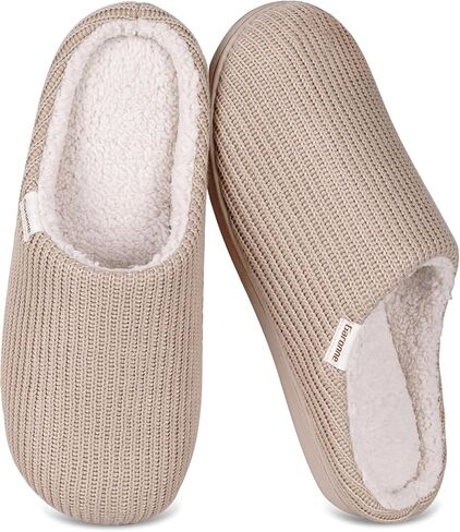 Garonne Women's Cozy House Slippers with Soft Memory Foam and Wool-Like Lining, Ladies' Knit Slip-on House Shoes with Non-slip Rubber Sole for Bedroom Indoor in Kuwait
