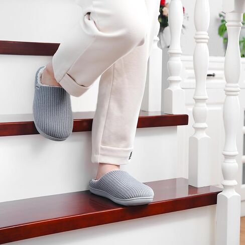 Garonne Women's Cozy House Slippers with Soft Memory Foam and Wool-Like Lining, Ladies' Knit Slip-on House Shoes with Non-slip Rubber Sole for Bedroom Indoor in Saudi Arabia