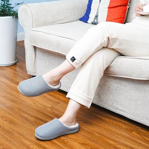 Garonne Women's Cozy House Slippers with Soft Memory Foam and Wool-Like Lining, Ladies' Knit Slip-on House Shoes with Non-slip Rubber Sole for Bedroom Indoor in Saudi Arabia