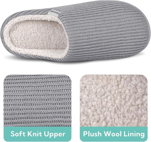 Garonne Women's Cozy House Slippers with Soft Memory Foam and Wool-Like Lining, Ladies' Knit Slip-on House Shoes with Non-slip Rubber Sole for Bedroom Indoor in Saudi Arabia
