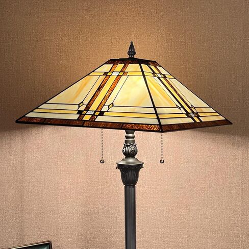 Capulina Tiffany Lamp Stained Glass Floor Lamp 2-Light 16X16X63 Inches Cream Color Tiffany Style Standing Reading Lamp for Living Room Bedroom Home Office in Saudi Arabia