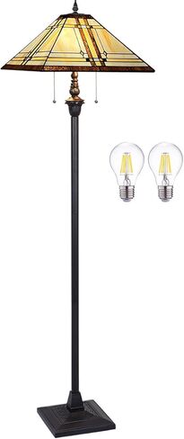 Capulina Tiffany Lamp Stained Glass Floor Lamp 2-Light 16X16X63 Inches Cream Color Tiffany Style Standing Reading Lamp for Living Room Bedroom Home Office in Saudi Arabia