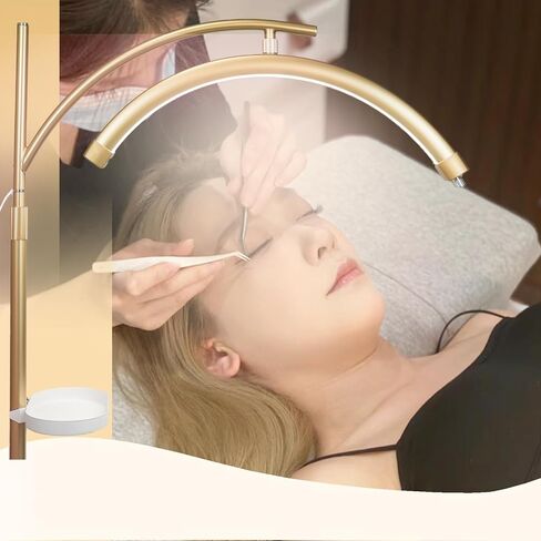 Lash Light Lash Lamp for Eyelash Extensions Adjustable LED Floor Eyelash lamp Half Moon Light Tattoo Shadowless Lighting for Beauty Skincare Nail Tech Tattoo Artists WR Gold in Saudi Arabia