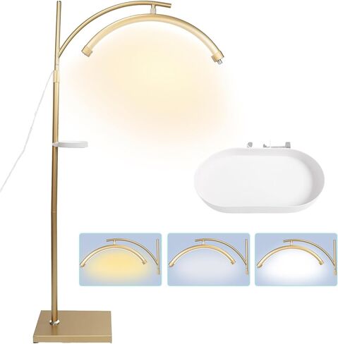 مصباح لاش لايت لوصلات الرموش، مصباح LED قابل للتعديل للرموش الأرضية، ضوء نصف قمر وشم بدون ظل، إضاءة للتجميل والعناية بالبشرة وفناني الوشم بتقنية الوشم WR Gold in Kuwait
