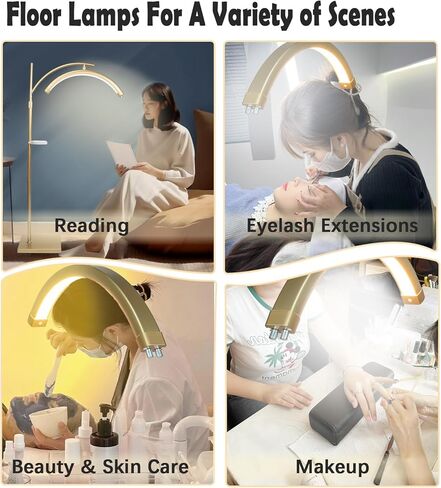 Lash Light Lash Lamp for Eyelash Extensions Adjustable LED Floor Eyelash lamp Half Moon Light Tattoo Shadowless Lighting for Beauty Skincare Nail Tech Tattoo Artists WR Gold in Saudi Arabia