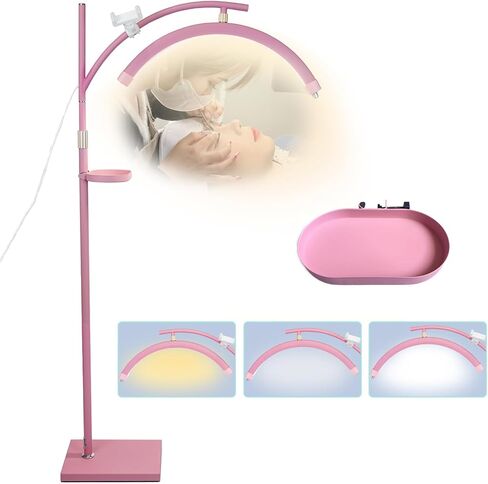 Lash Light Lash Lamp for Eyelash Extensions Adjustable LED Floor Eyelash lamp Half Moon Light Tattoo Shadowless Lighting for Beauty Skincare Nail Tech Tattoo Artists WR Gold in Saudi Arabia