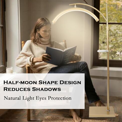 Lash Light Lash Lamp for Eyelash Extensions Adjustable LED Floor Eyelash lamp Half Moon Light Tattoo Shadowless Lighting for Beauty Skincare Nail Tech Tattoo Artists WR Gold in Saudi Arabia