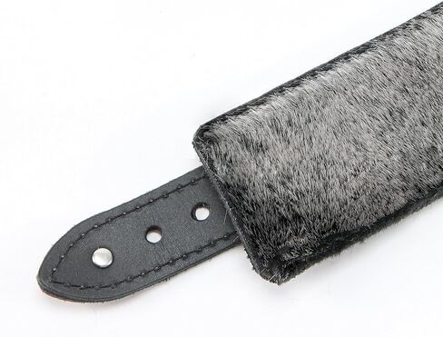VP Leather Austin Latigo Leather Collar - Chinchilla Faux Fur Lined - Nickel-Plated Studs, Buckle & D-Ring - Lockable Buckle in Saudi Arabia