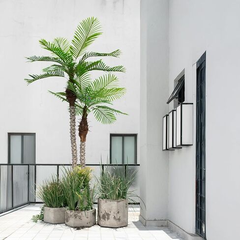 8FT Artificial Palm Tree with Realistic Bark & Leaves, UV Resistant Faux Indoor Outdoor Palm Plant for Home, Office, Yard, Patio, and Living Room Decor (96 Inches) in Saudi Arabia