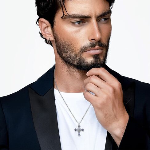 Daylight Cross Vampire Necklace for Men Women, 925 Sterling Silver Daylight Walking Signet Damons Cross Pendant Necklace Vampire Merch Charm Decor Jewelry Gifts for Fans in Saudi Arabia