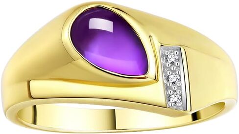 Rylos Men's Rings - Timeless Pear Shape Cabochon Gemstone & Diamonds - Elegant Tear Drop Rings for Men, Yellow Gold Plated Silver Rings in Sizes 8-13. Exquisite Men's Jewelry! in Saudi Arabia