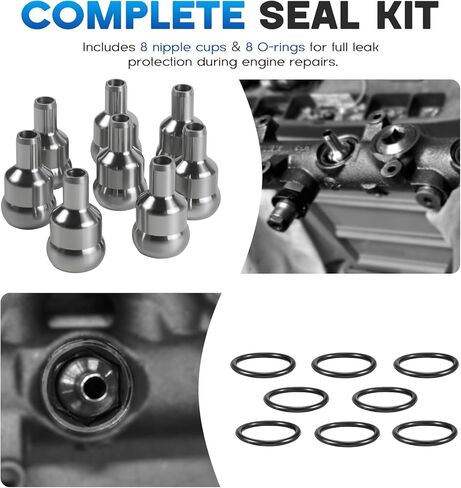Leakproof Nipple Cups Ball Tube Kit with 8-Leakproof Nipple Cups and 8 Heavy Duty O-Rings for Ford 6.0l Diesel Engines 2003-2010 in Kuwait