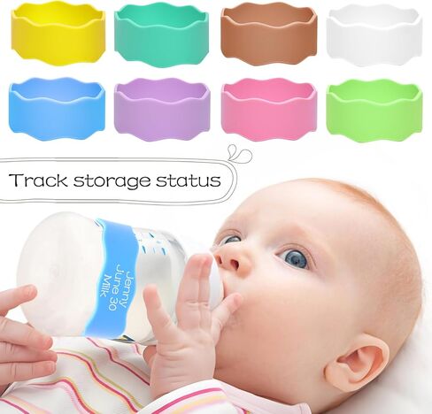 8 Piece Reusable Silicone Water Name Tag, Writable Anti-Slip Bottle Labels Daycare, Fits 7-9" Circumference for Kids Baby Bottles, Dishwasher Safe (8 Colors) in Kuwait