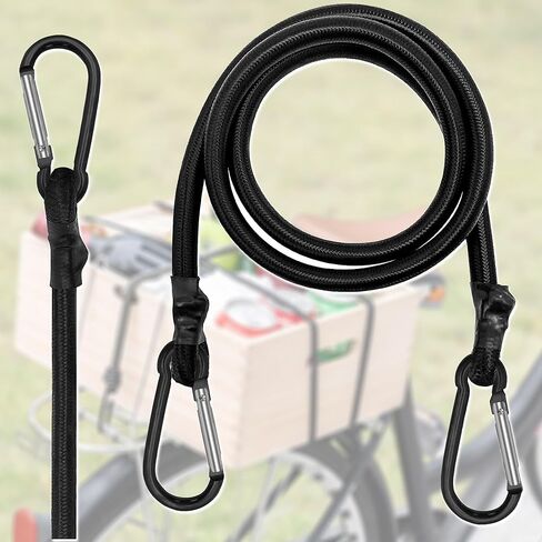 2pcs Black Bungee Cords with Closed Hooks – 48in 120cm – Durable & Elastic for Multipurpose Use in Saudi Arabia