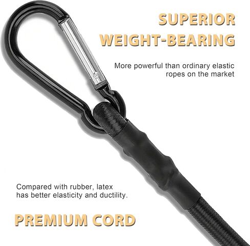 2pcs Black Bungee Cords with Closed Hooks – 48in 120cm – Durable & Elastic for Multipurpose Use in Saudi Arabia