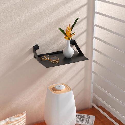 رفوف معدنية عائمة للتعليق على الحائط، حامل رف كتب لعرض الحائط لاصق لوعاء النبات، مكبر الصوت، كاميرا الأمان، الشخصيات في المكتب والمنزل، أسود 12 × 8 بوصة (30 × 20 سم) in Kuwait