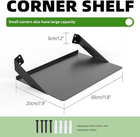 رفوف معدنية عائمة للتعليق على الحائط، حامل رف كتب لعرض الحائط لاصق لوعاء النبات، مكبر الصوت، كاميرا الأمان، الشخصيات في المكتب والمنزل، أسود 12 × 8 بوصة (30 × 20 سم) in Kuwait