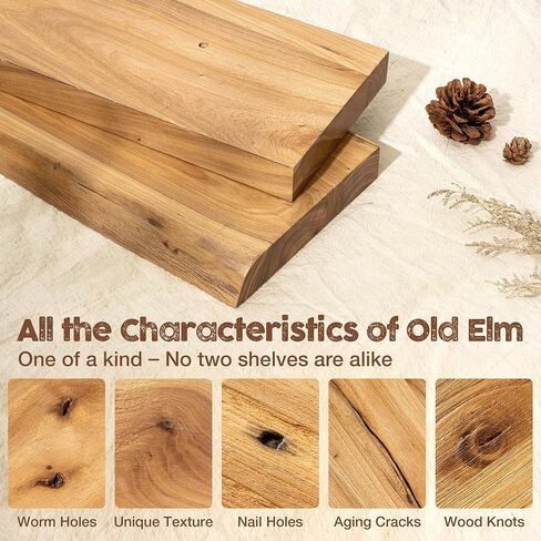 أرفف عائمة من فوتشينج لايف إيدج للجدار مقاس 30 بوصة، أرفف حائط عائمة من خشب الدردار الصلب بعمق 8 بوصات - أرفف خشبية ريفية مع أقواس غير مرئية لمطبخ غرفة المعيشة وغرفة النوم، عبوتان، طبيعية in Kuwait