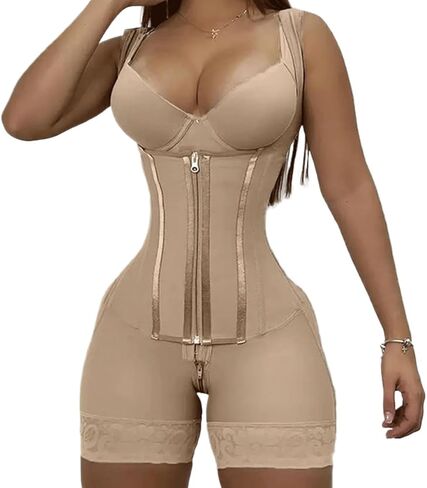 Shapewear for Women Solid Color Zipper Corset Girdle High Waist Tummy Control Butt Lifter Shaper Waist Trainer Bodysuit in Saudi Arabia