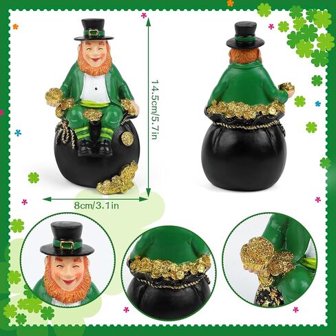Saint Patricks Day Figurine St. Patrick's Day Leprechaun Figurine Saint Patrick's Pot of Gold Figurines Irish Leprechaun Figurines for Home Table Party Holiday St Patrick's Day Decor in Kuwait