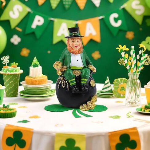 Saint Patricks Day Figurine St. Patrick's Day Leprechaun Figurine Saint Patrick's Pot of Gold Figurines Irish Leprechaun Figurines for Home Table Party Holiday St Patrick's Day Decor in Kuwait