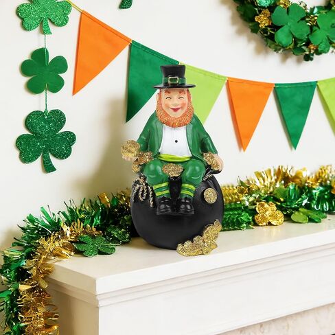 Saint Patricks Day Figurine St. Patrick's Day Leprechaun Figurine Saint Patrick's Pot of Gold Figurines Irish Leprechaun Figurines for Home Table Party Holiday St Patrick's Day Decor in Kuwait