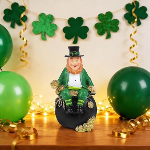 Saint Patricks Day Figurine St. Patrick's Day Leprechaun Figurine Saint Patrick's Pot of Gold Figurines Irish Leprechaun Figurines for Home Table Party Holiday St Patrick's Day Decor in Kuwait