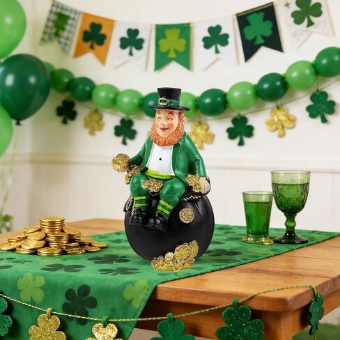 Saint Patricks Day Figurine St. Patrick's Day Leprechaun Figurine Saint Patrick's Pot of Gold Figurines Irish Leprechaun Figurines for Home Table Party Holiday St Patrick's Day Decor in Kuwait