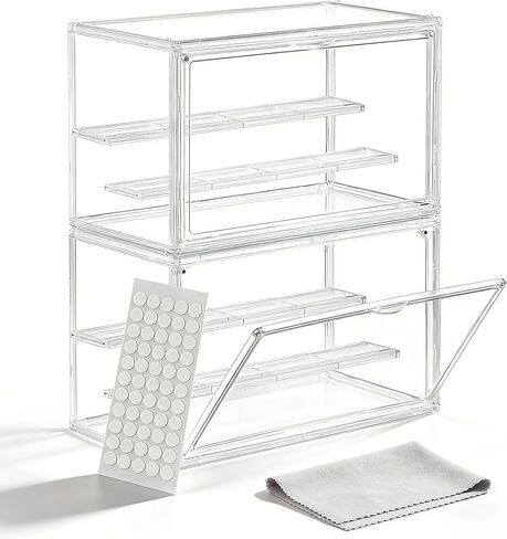 Clear Acrylic Display case for Figures, Acrylic Boxes for Display, Stackable Display Boxes for Collectibles with Magnetic Door and Removable Shelves, Figure Display for Figurines, Pop Figures, Models in Saudi Arabia