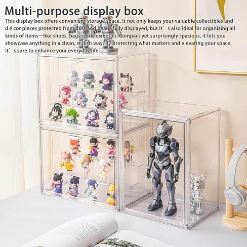 Clear Acrylic Display case for Figures, Acrylic Boxes for Display, Stackable Display Boxes for Collectibles with Magnetic Door and Removable Shelves, Figure Display for Figurines, Pop Figures, Models in Saudi Arabia