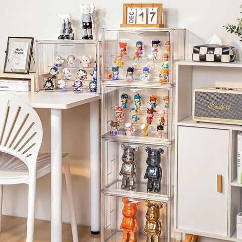 Clear Acrylic Display case for Figures, Acrylic Boxes for Display, Stackable Display Boxes for Collectibles with Magnetic Door and Removable Shelves, Figure Display for Figurines, Pop Figures, Models in Saudi Arabia