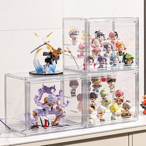 Clear Acrylic Display case for Figures, Acrylic Boxes for Display, Stackable Display Boxes for Collectibles with Magnetic Door and Removable Shelves, Figure Display for Figurines, Pop Figures, Models in Saudi Arabia