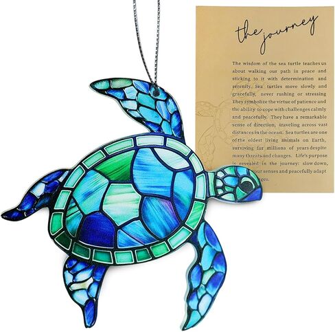 سلحفاة البحر الاكريليك زخرفة suncatcher مع بطاقة القصة، بطاقة هدايا السلحفاة البحرية للأصدقاء، الحلي الشاطئ عيد الحب هدية التخرج للنساء الصداقة in Saudi Arabia
