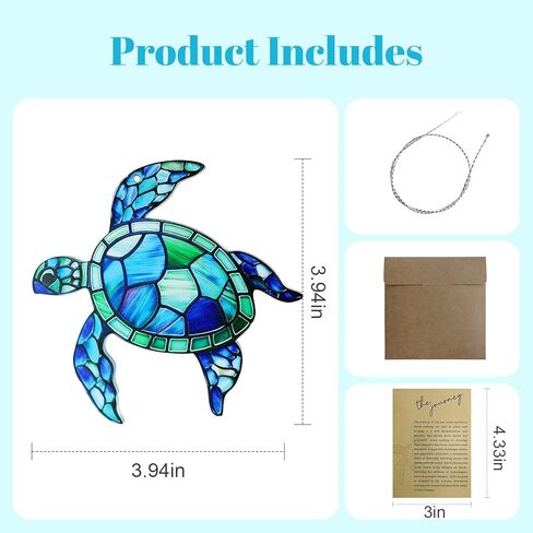 سلحفاة البحر الاكريليك زخرفة suncatcher مع بطاقة القصة، بطاقة هدايا السلحفاة البحرية للأصدقاء، الحلي الشاطئ عيد الحب هدية التخرج للنساء الصداقة in Saudi Arabia