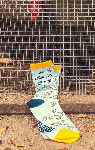 Crazy Dog T-Shirts Men's How Easter Eggs Are Made Socks Funny Easter Bunny Chicken Novelty Graphic Footwear Funny Gift for Casual Wear in Saudi Arabia