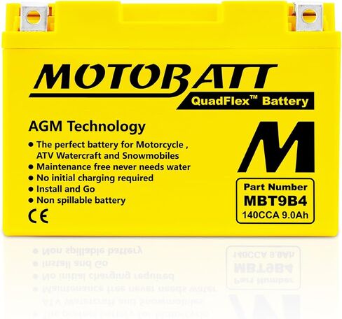 12 Volt 9 Ah MotoBatt MBT9B4 Sealed Maintenance Free AGM Battery Replaces -YT9B-BS, YT9B4, GT9B4 in Saudi Arabia