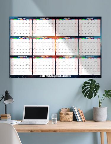 2026 Wall Calendar - 24" x 34" Dry Erase Calendar 12 Month Annual Full Yearly Wall Planner 2-Sided Horizontal/Vertical, Reversible (Starry Sky) in Kuwait