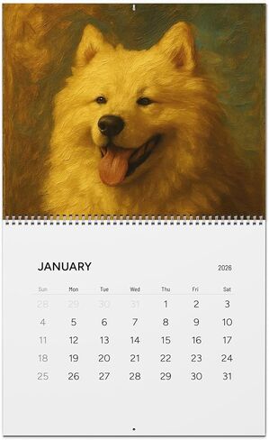 Dog Portraits Wall Calendar 2026 | Illustrated Canine Art Calendar in Saudi Arabia