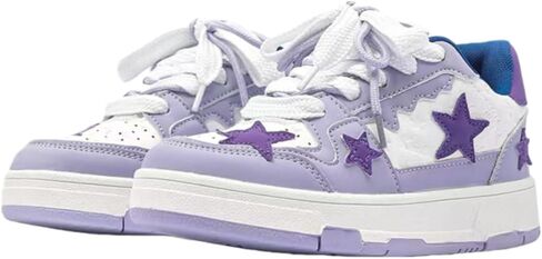 أحذية رياضية مكتنزة بطبعة نجوم ZQW للنساء والرجال برباط عند مقدمة مستديرة Y2K مريحة وخفيفة الوزن ومسامية على طراز تزلج كاجوال يومي للمدرسة ملابس الشارع الربيعية in Kuwait