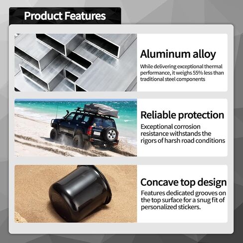 2Pcs 3.19inch Aluminum Trailer Wheel Center Cap Push Through 3.19" Bore 3.14" Tall Hub Cap for Truck SUV RV Wheel Rim, Glossy Black P605-5083B Wheel Cover in Kuwait