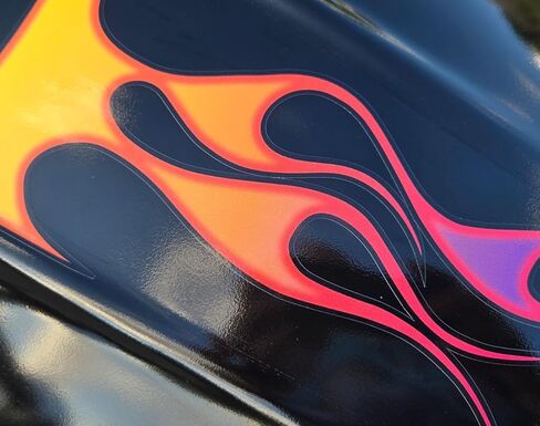 Old School Hot Rod Flame Decals - for Indian Scout - 3pc Set - Scorched Sunset - Airbrushed Style - for: Bobber 60 20 Rogue Tank Graphics in Saudi Arabia
